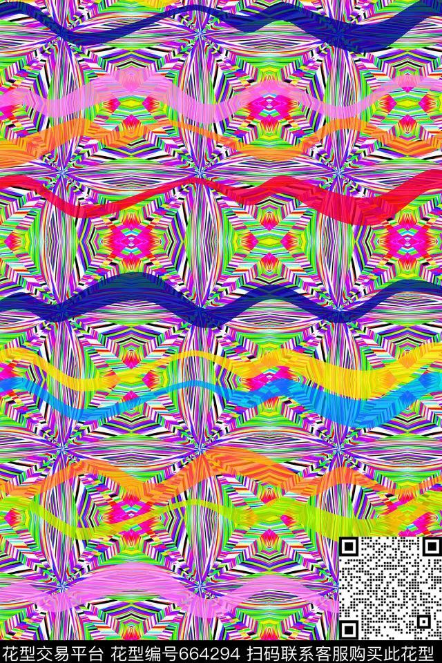 抽象底纹波浪纹彩色底纹数码印花华亿平台下载（图片编号: 664294） - 瓦栏（Walan）