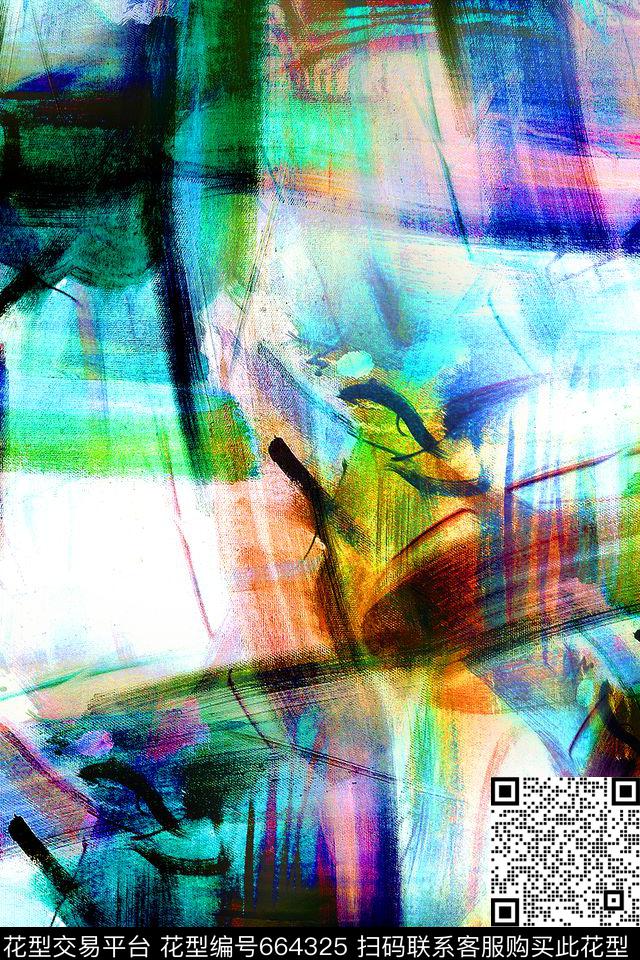 女装。几何涂鸦笔刷数码印花华亿平台下载（图片编号: 664325） - 瓦栏（Walan）