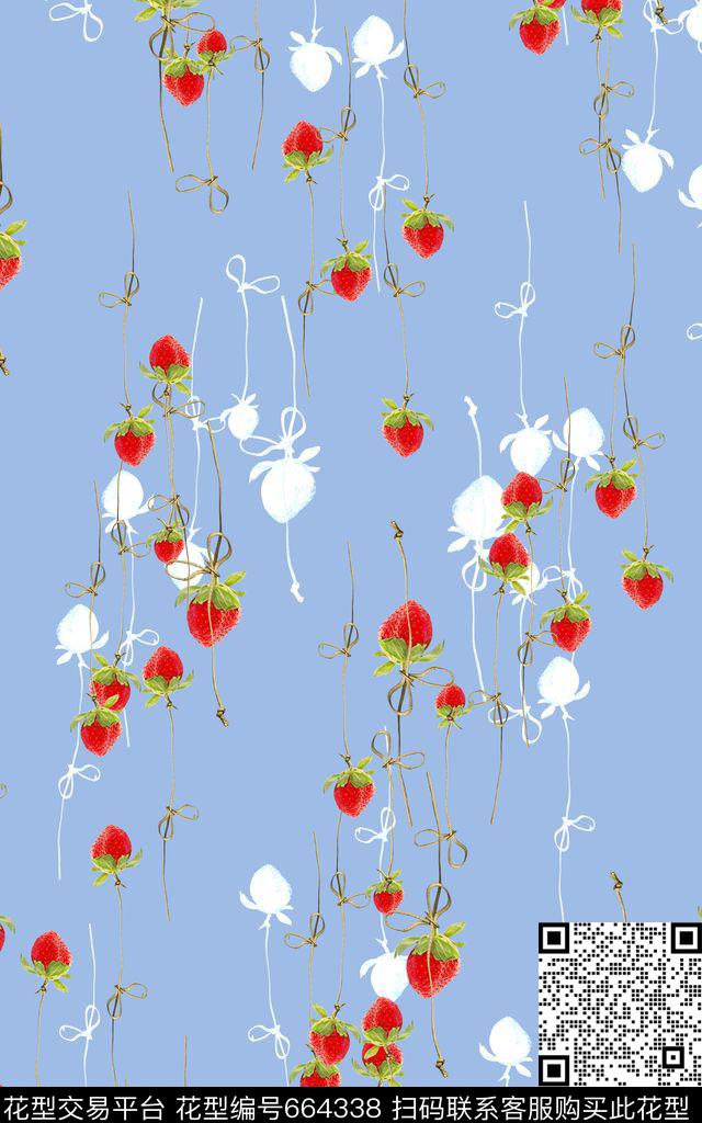 小清新水果草莓数码印花华亿平台下载（图片编号: 664338） - 瓦栏（Walan）
