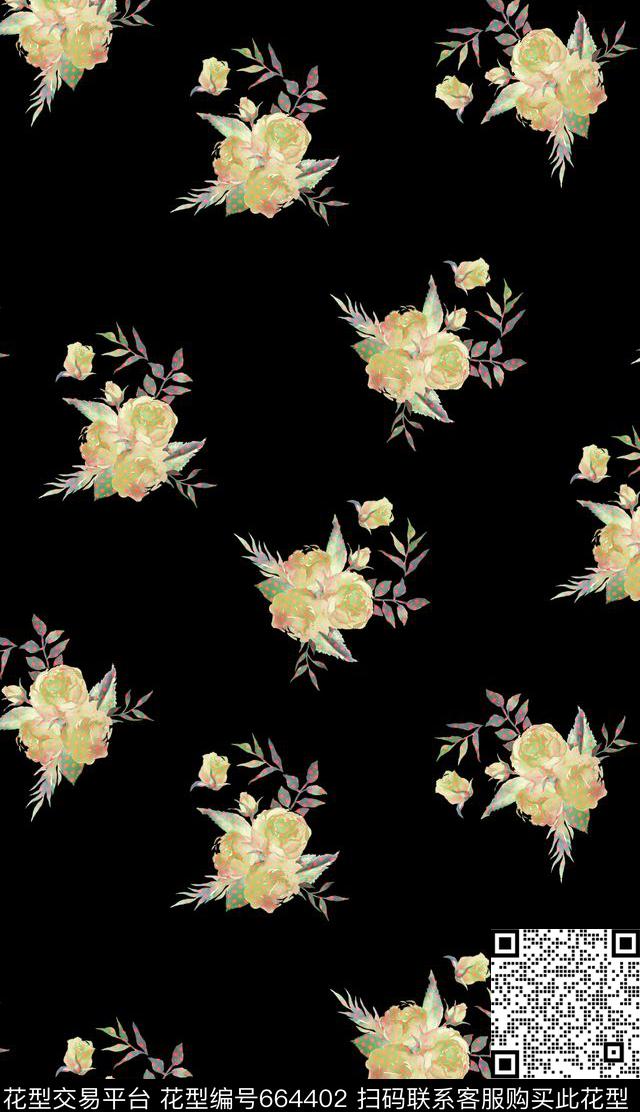 布匹印手绘小碎花数码印花华亿平台下载（图片编号: 664402） - 瓦栏（Walan）