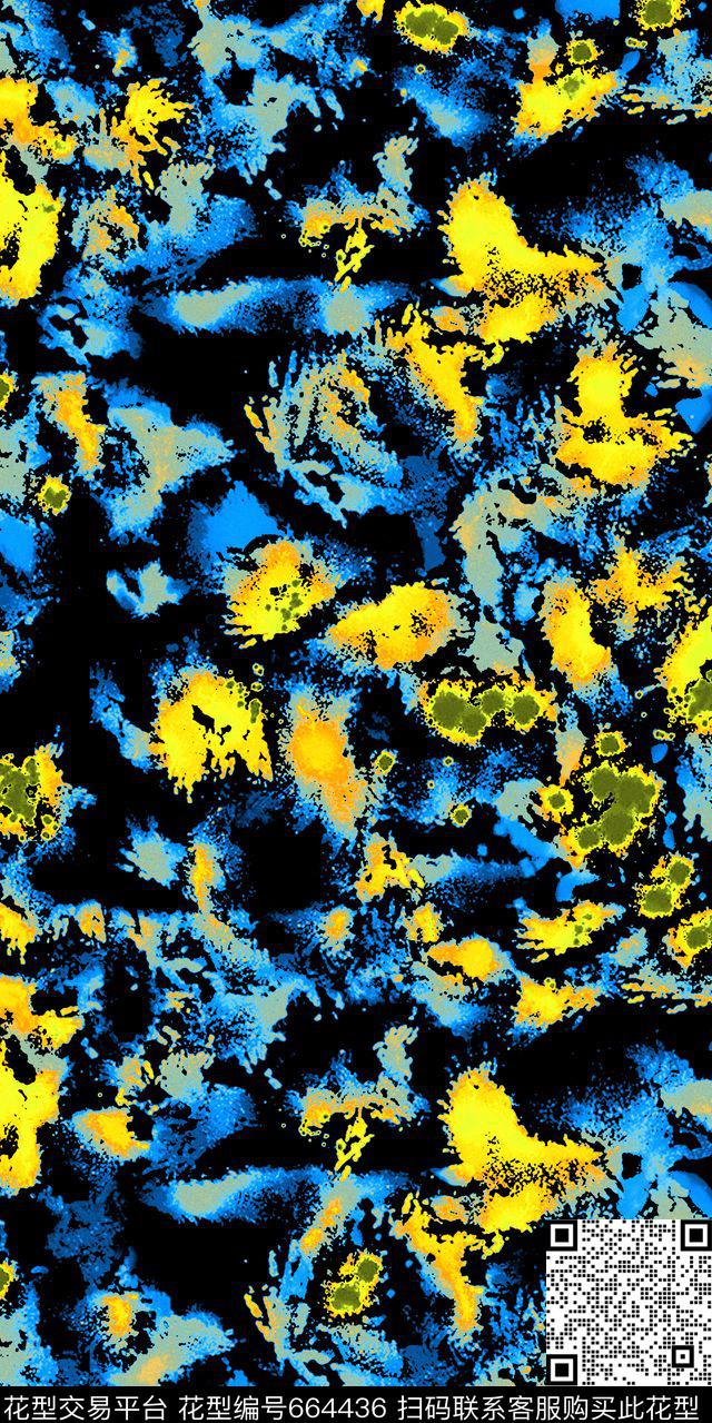 沙发布墨点笔触数码印花华亿平台下载（图片编号: 664436） - 瓦栏（Walan）