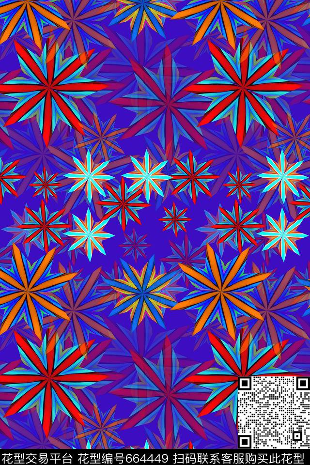 炫彩变幻抽象图案花卉意向数码印花华亿平台下载（图片编号: 664449） - 瓦栏（Walan）