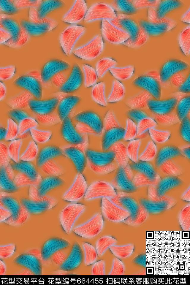 炫彩变幻蓝云意向抽象图案数码印花华亿平台下载（图片编号: 664455） - 瓦栏（Walan）