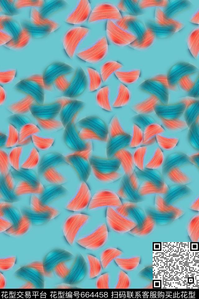 炫彩变幻蓝云意向抽象图案数码印花华亿平台下载（图片编号: 664458） - 瓦栏（Walan）