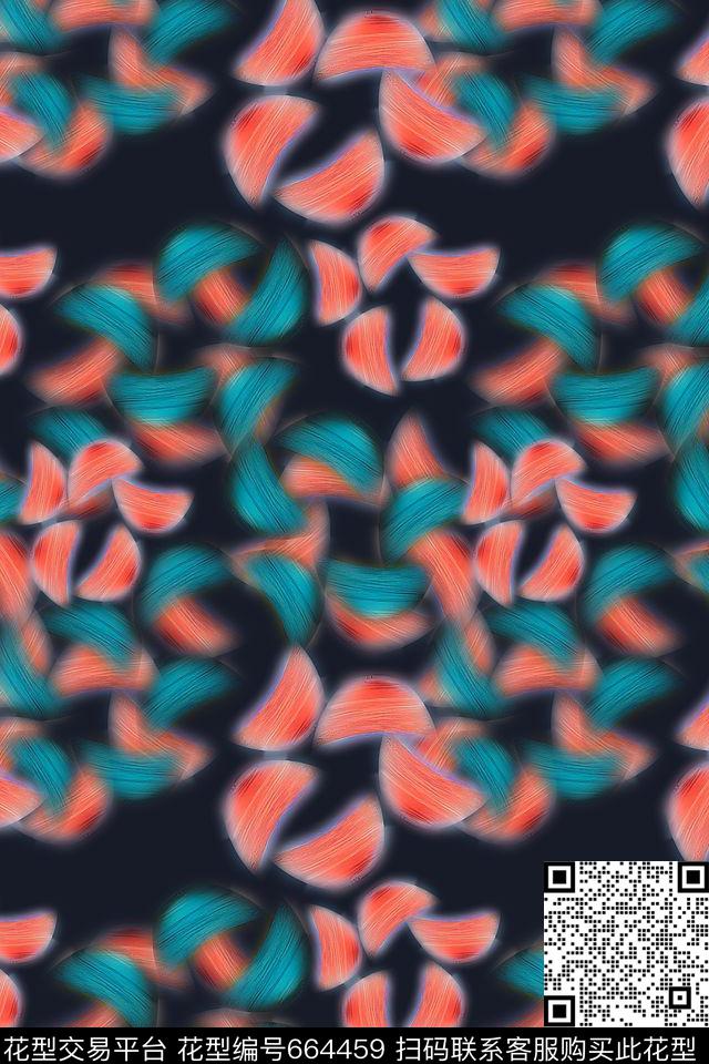 炫彩变幻蓝云意向抽象图案数码印花华亿平台下载（图片编号: 664459） - 瓦栏（Walan）