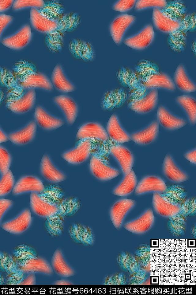 炫彩变幻抽象图案蓝云意向数码印花华亿平台下载（图片编号: 664463） - 瓦栏（Walan）