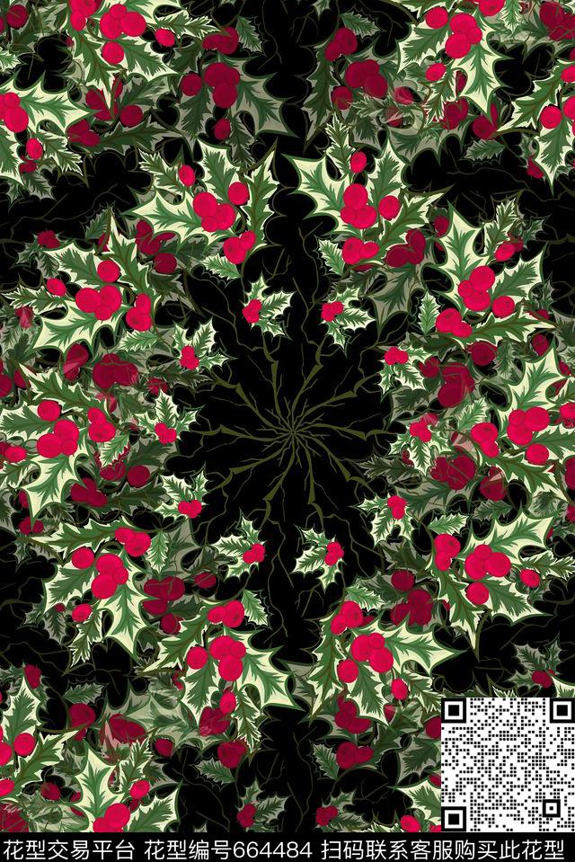 花纹花卉浆果数码印花华亿平台下载（图片编号: 664484） - 瓦栏（Walan）