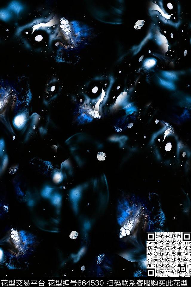 抽象云雾泼墨数码印花华亿平台下载（图片编号: 664530） - 瓦栏（Walan）