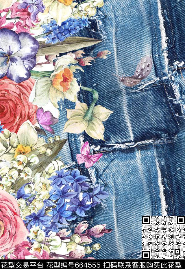 定位立体牛仔布数码印花华亿平台下载（图片编号: 664555） - 瓦栏（Walan）