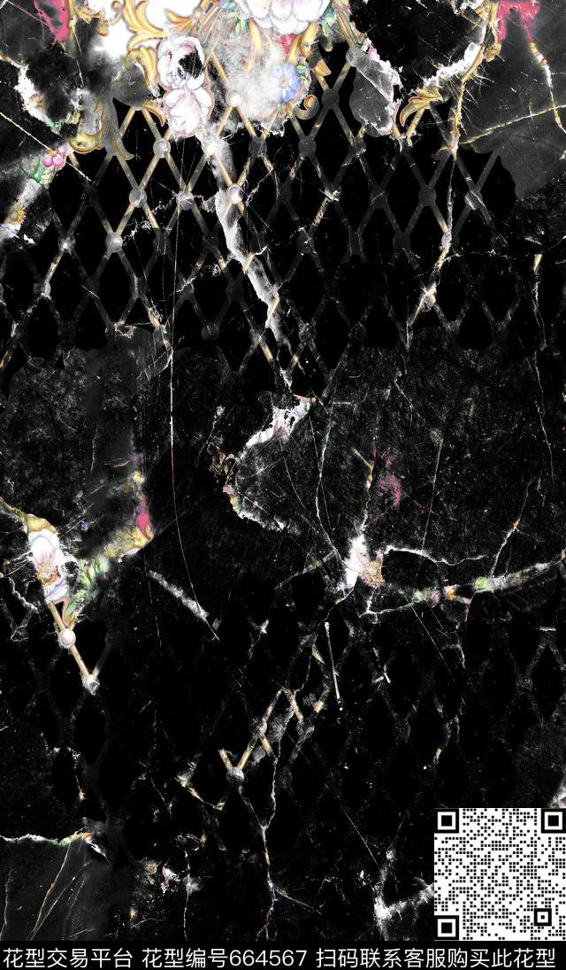 大牌抽象纹理数码印花华亿平台下载（图片编号: 664567） - 瓦栏（Walan）