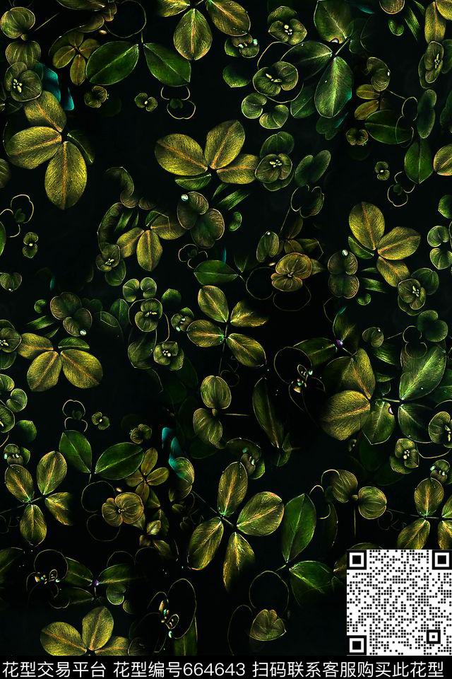 四叶草休闲草数码印花华亿平台下载（图片编号: 664643） - 瓦栏（Walan）
