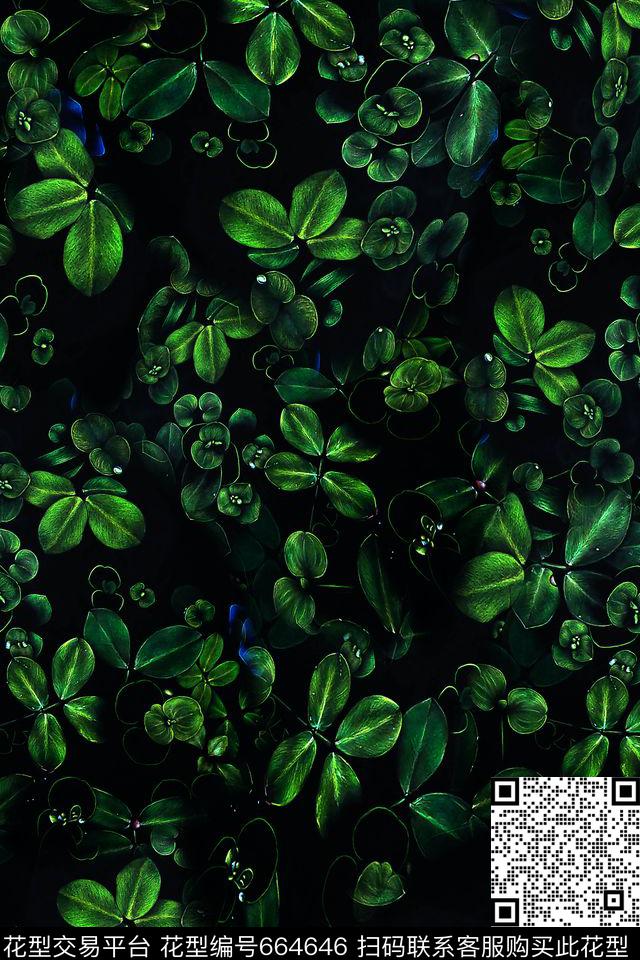 四叶草休闲草数码印花华亿平台下载（图片编号: 664646） - 瓦栏（Walan）