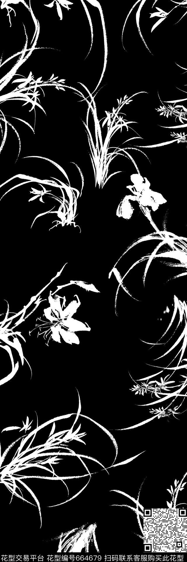 兰花简介大方时尚丝巾长巾传统印花华亿平台下载（图片编号: 664679） - 瓦栏（Walan）