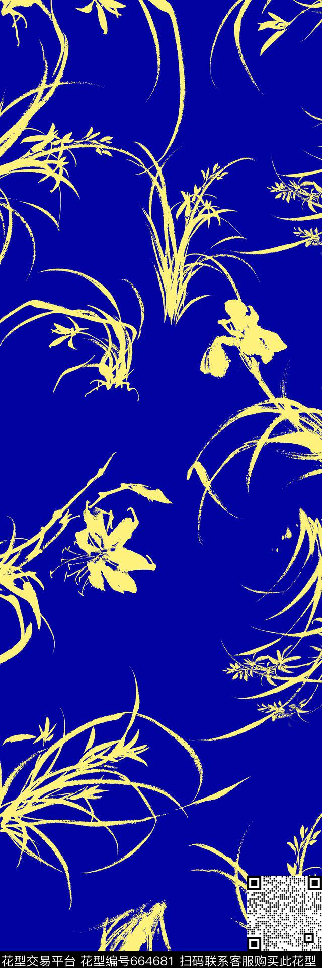 兰花简介大方时尚丝巾长巾传统印花华亿平台下载（图片编号: 664681） - 瓦栏（Walan）