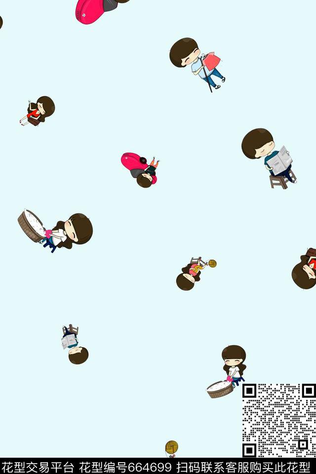 卡通特色人物传统印花华亿平台下载（图片编号: 664699） - 瓦栏（Walan）