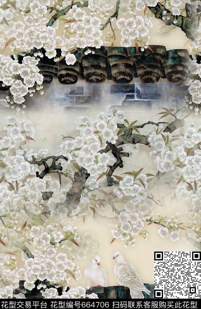 民族风桃花乱花数码印花华亿平台下载（图片编号: 664706） - 瓦栏（Walan）