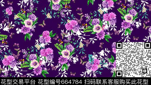 花朵花卉数码印花华亿平台下载（图片编号: 664784） - 瓦栏（Walan）