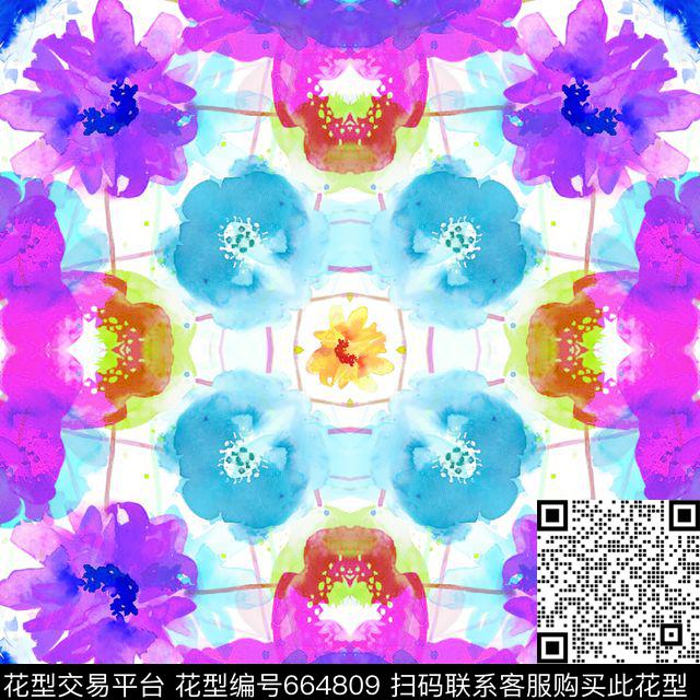 热带花朵大花数码印花华亿平台下载（图片编号: 664809） - 瓦栏（Walan）