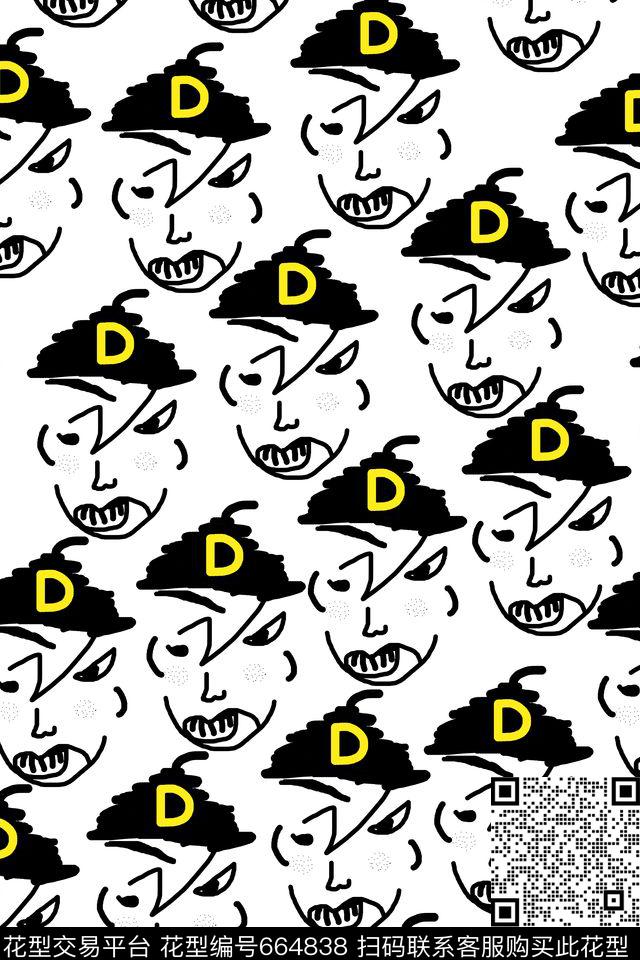 卡通趣味人头传统印花华亿平台下载（图片编号: 664838） - 瓦栏（Walan）