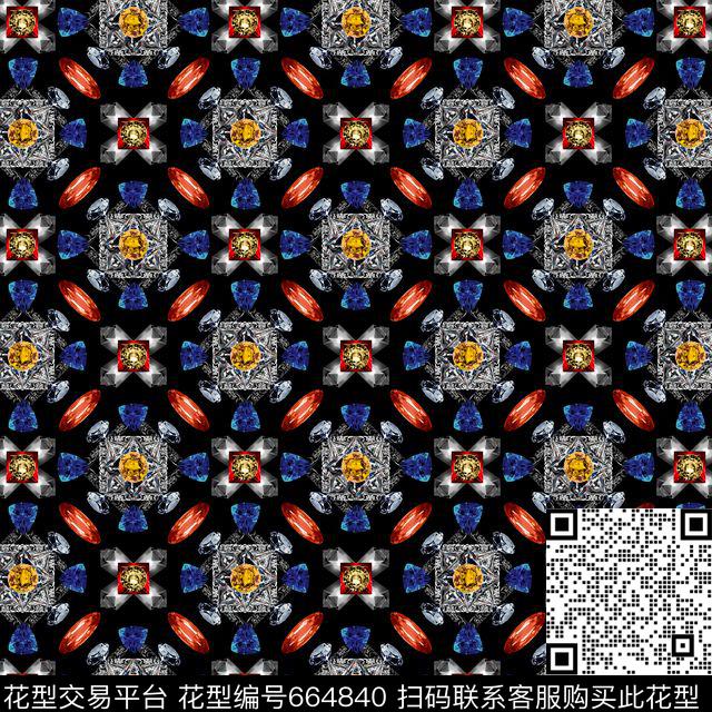 格子钻石珠宝数码印花华亿平台下载（图片编号: 664840） - 瓦栏（Walan）