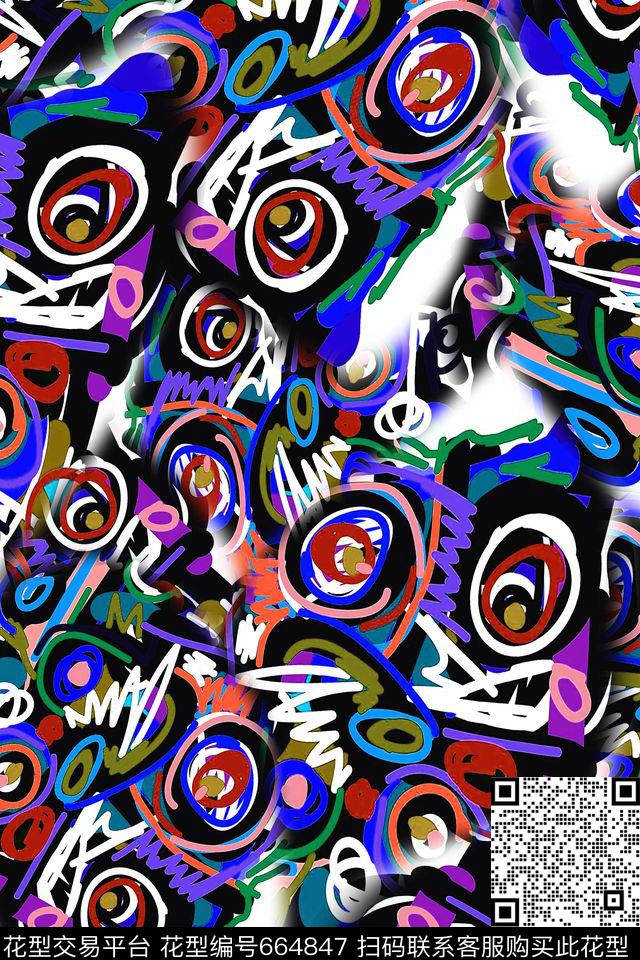 波普插画涂鸦数码印花华亿平台下载（图片编号: 664847） - 瓦栏（Walan）