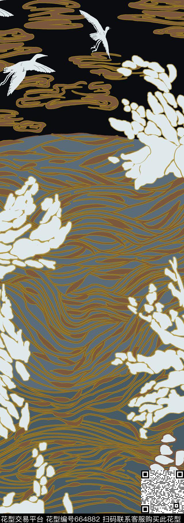 波浪大牌丝巾传统印花华亿平台下载（图片编号: 664882） - 瓦栏（Walan）