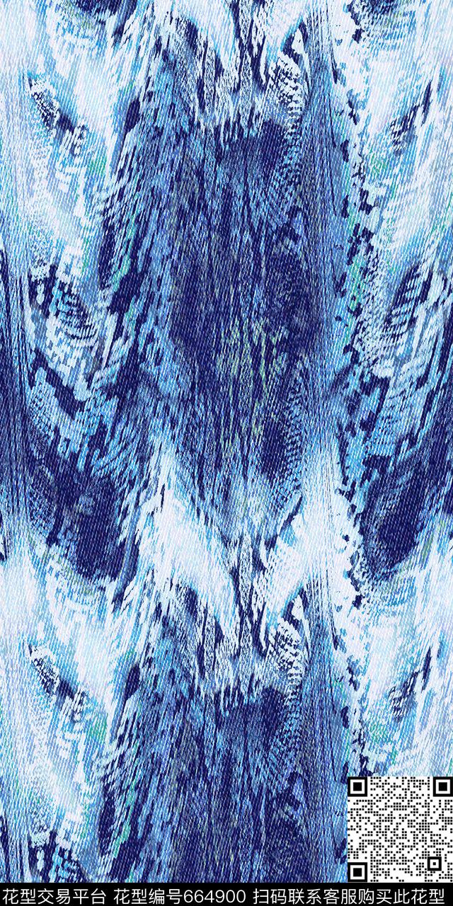时尚抽象牛仔纹数码印花华亿平台下载（图片编号: 664900） - 瓦栏（Walan）