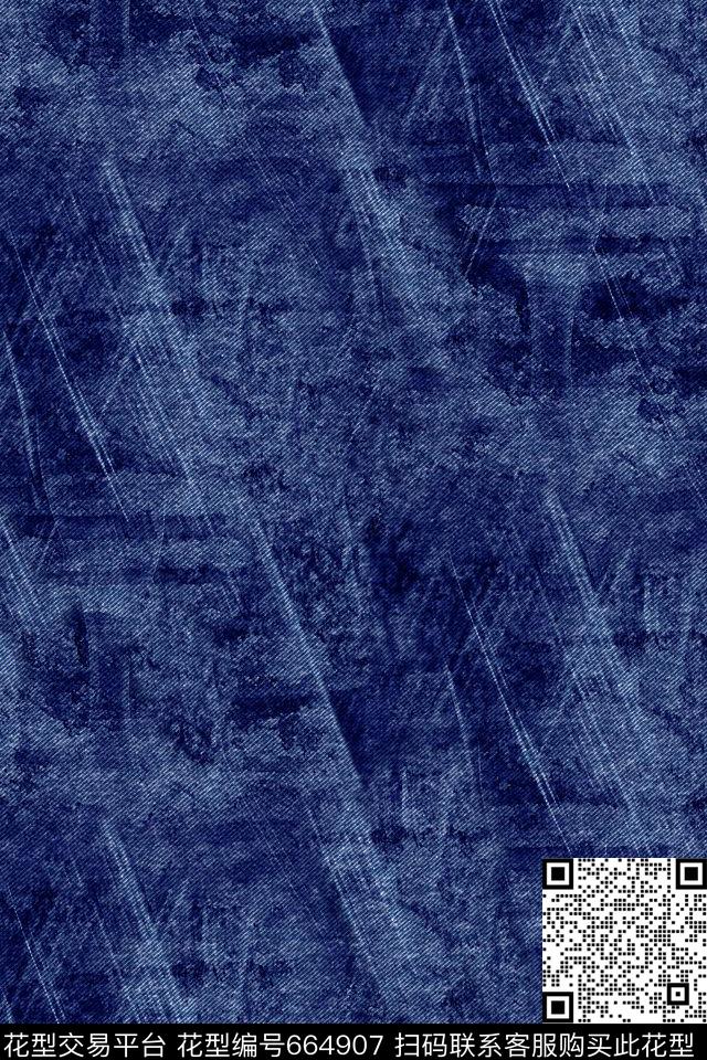 牛仔纹肌理漂白数码印花华亿平台下载（图片编号: 664907） - 瓦栏（Walan）