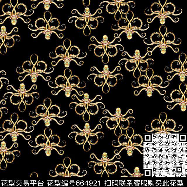 时尚男装西服外套夹克佩斯利佩斯利底纹蛇章鱼数码印花华亿平台下载（图片编号: 664921） - 瓦栏（Walan）