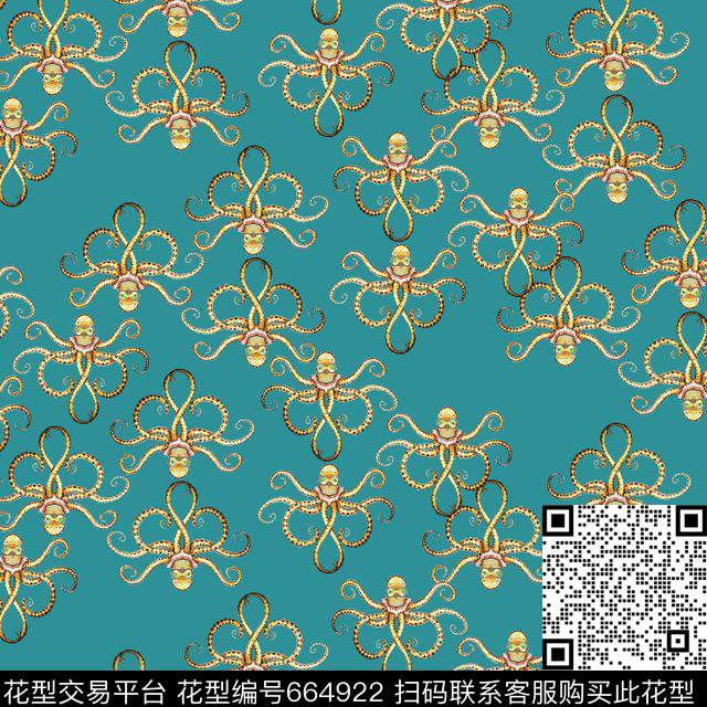 时尚男装西服外套夹克佩斯利佩斯利底纹蛇章鱼数码印花华亿平台下载（图片编号: 664922） - 瓦栏（Walan）