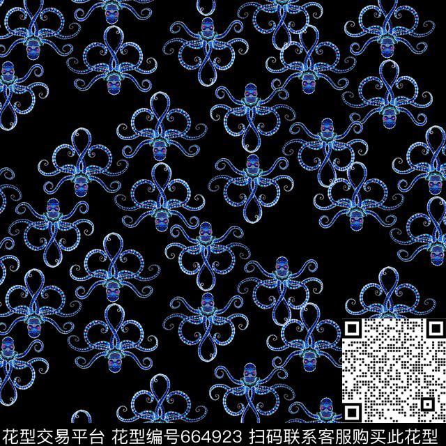 时尚男装西服外套夹克佩斯利佩斯利底纹蛇章鱼数码印花华亿平台下载（图片编号: 664923） - 瓦栏（Walan）