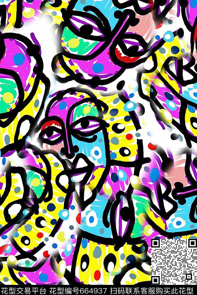 波普泳装涂鸦数码印花华亿平台下载（图片编号: 664937） - 瓦栏（Walan）