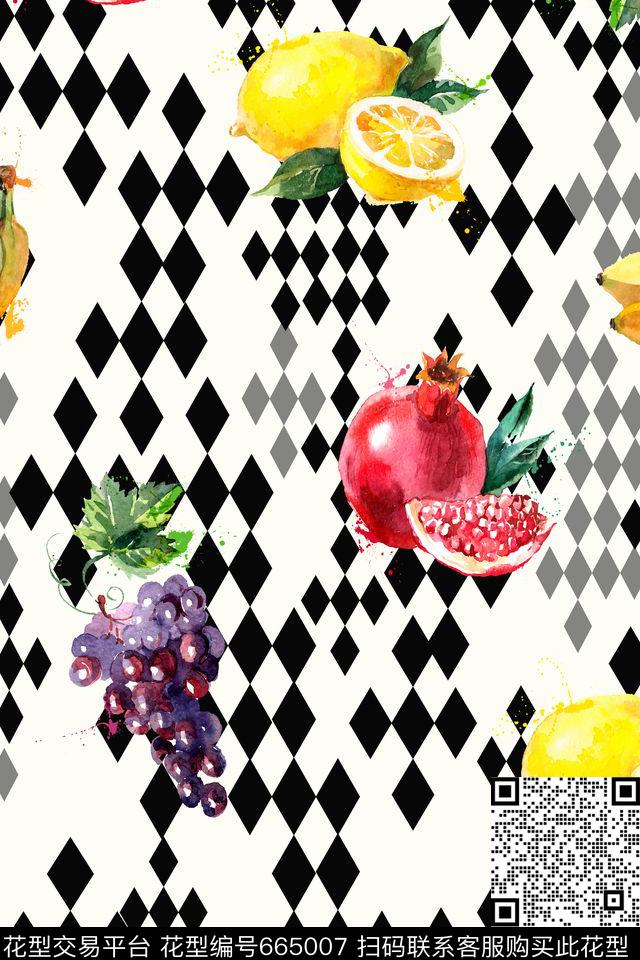 色块菱形几何数码印花华亿平台下载（图片编号: 665007） - 瓦栏（Walan）