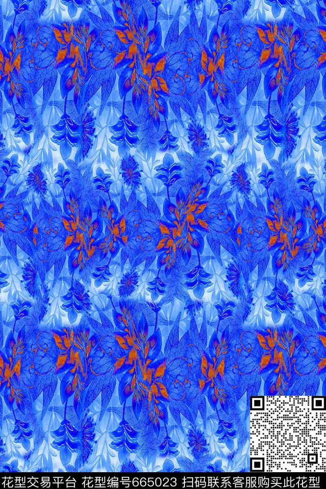 风格花卉花卉意向炫彩变幻数码印花华亿平台下载（图片编号: 665023） - 瓦栏（Walan）