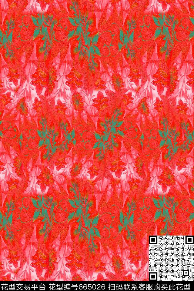 风格花卉花卉意向炫彩变幻数码印花华亿平台下载（图片编号: 665026） - 瓦栏（Walan）