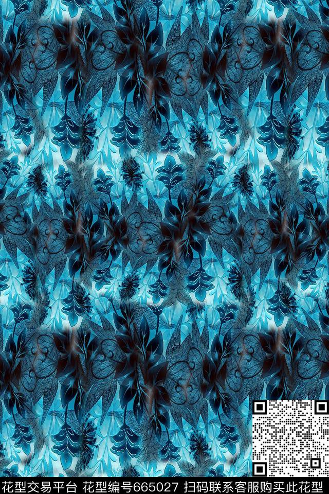 风格花卉花卉意向炫彩变幻数码印花华亿平台下载（图片编号: 665027） - 瓦栏（Walan）