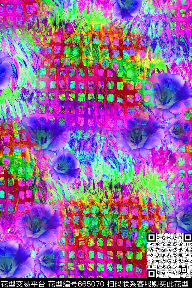 女装几何花卉数码印花华亿平台下载（图片编号: 665070） - 瓦栏（Walan）