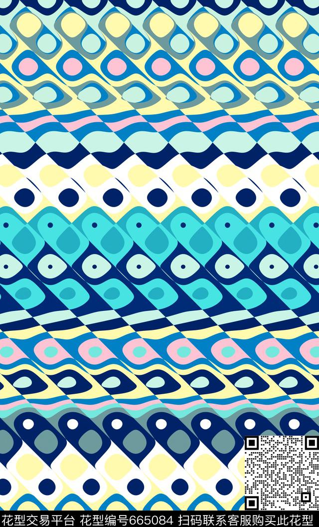 弯曲圆形几何传统印花华亿平台下载（图片编号: 665084） - 瓦栏（Walan）