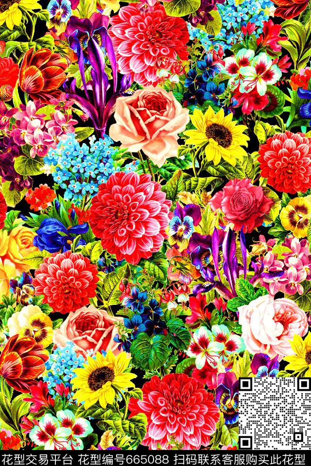 连衣裙女装水彩数码印花华亿平台下载（图片编号: 665088） - 瓦栏（Walan）