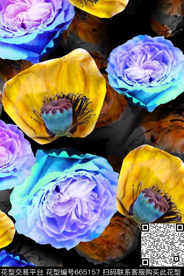 女装花卉油画数码印花华亿平台下载（图片编号: 665157） - 瓦栏（Walan）