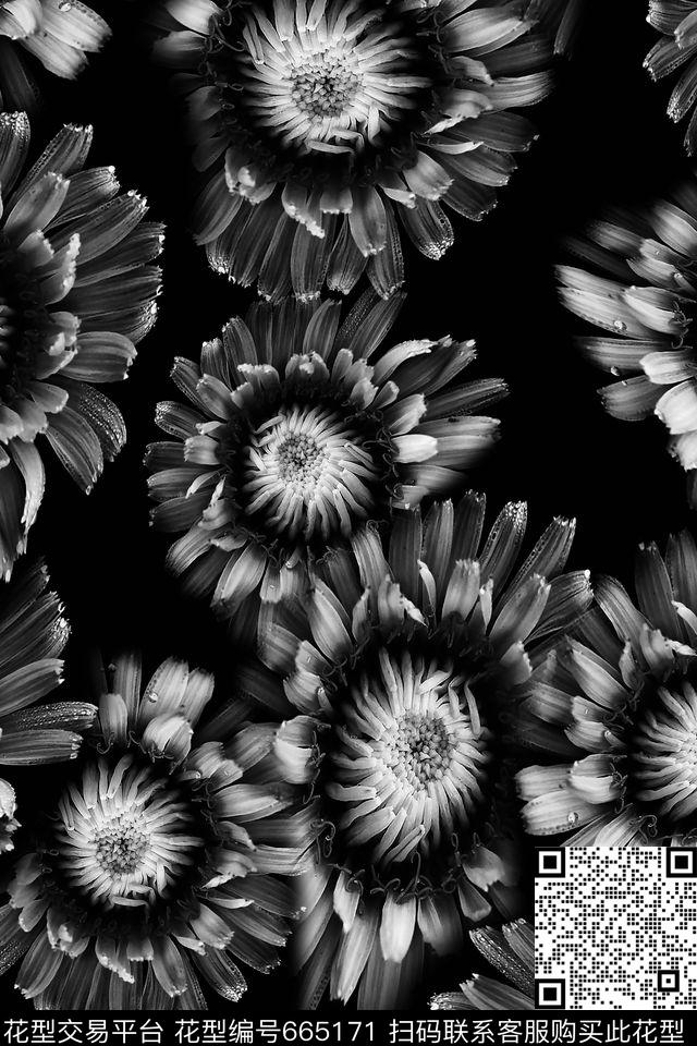 抽象男装黑白数码印花华亿平台下载（图片编号: 665171） - 瓦栏（Walan）