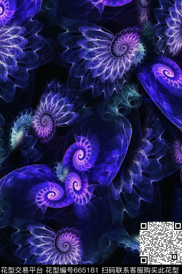 漩涡几何抽象数码印花华亿平台下载（图片编号: 665181） - 瓦栏（Walan）