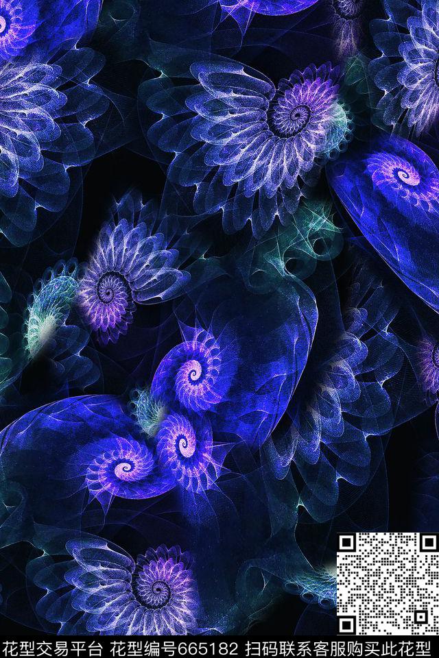 漩涡几何抽象数码印花华亿平台下载（图片编号: 665182） - 瓦栏（Walan）