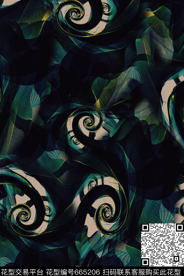 抽象旋涡数码数码印花华亿平台下载（图片编号: 665206） - 瓦栏（Walan）
