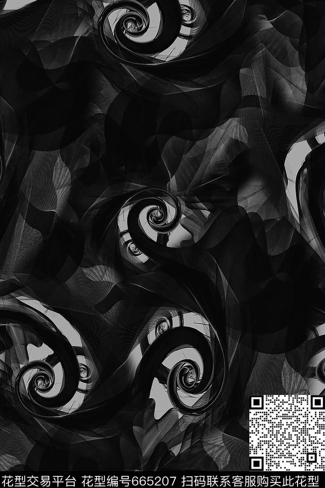 抽象旋涡数码数码印花华亿平台下载（图片编号: 665207） - 瓦栏（Walan）