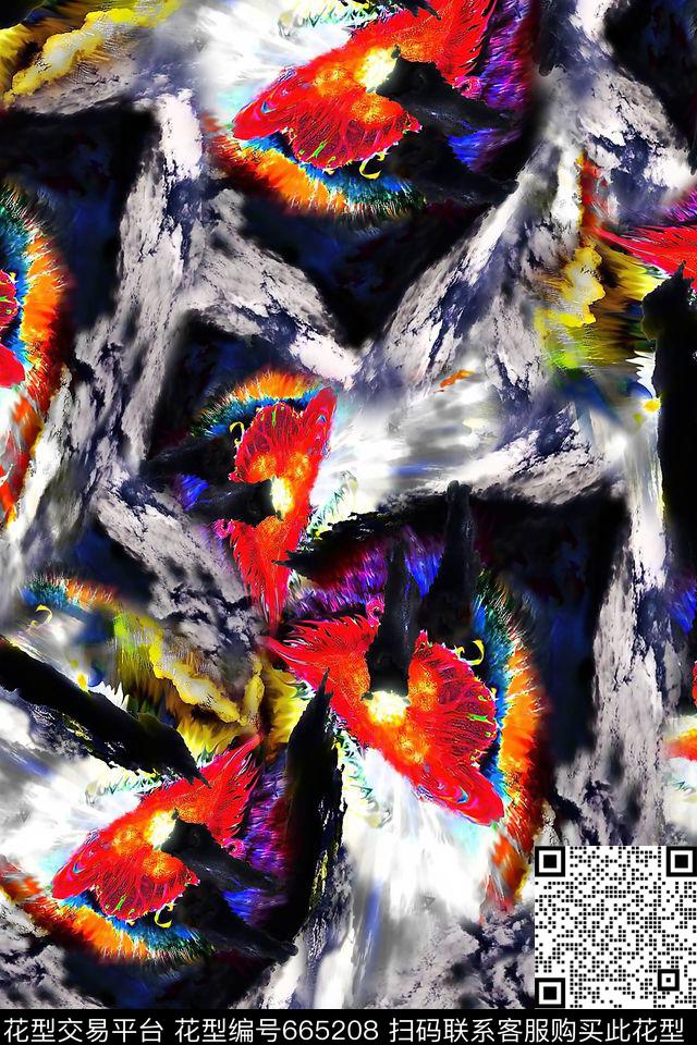 抽象男装朦胧数码印花华亿平台下载（图片编号: 665208） - 瓦栏（Walan）