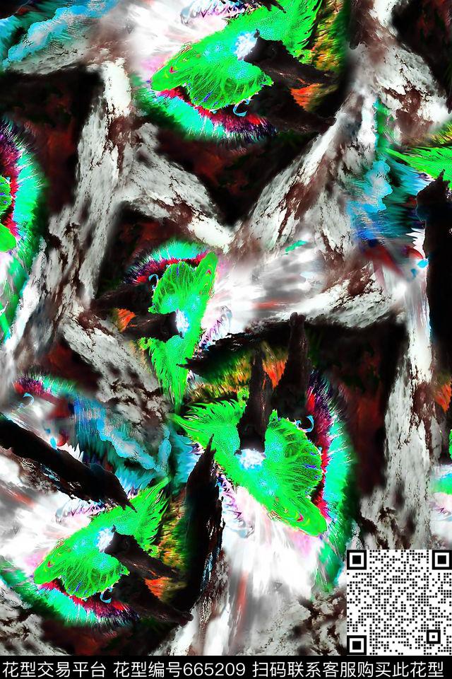 抽象男装朦胧数码印花华亿平台下载（图片编号: 665209） - 瓦栏（Walan）