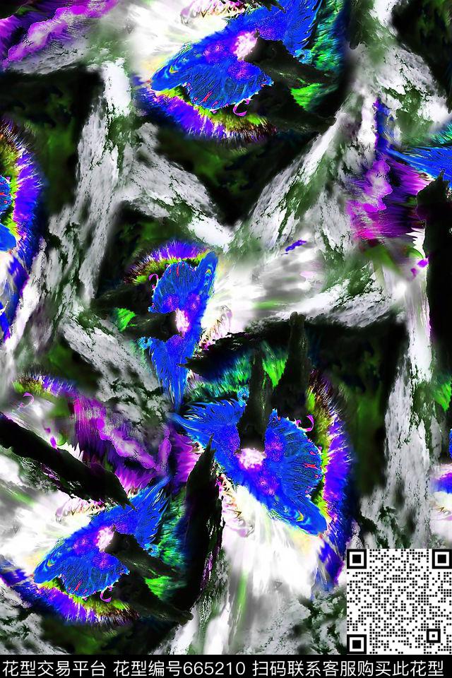 抽象男装朦胧数码印花华亿平台下载（图片编号: 665210） - 瓦栏（Walan）