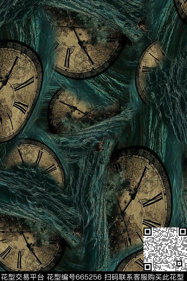 钟表海浪男装数码印花华亿平台下载（图片编号: 665256） - 瓦栏（Walan）
