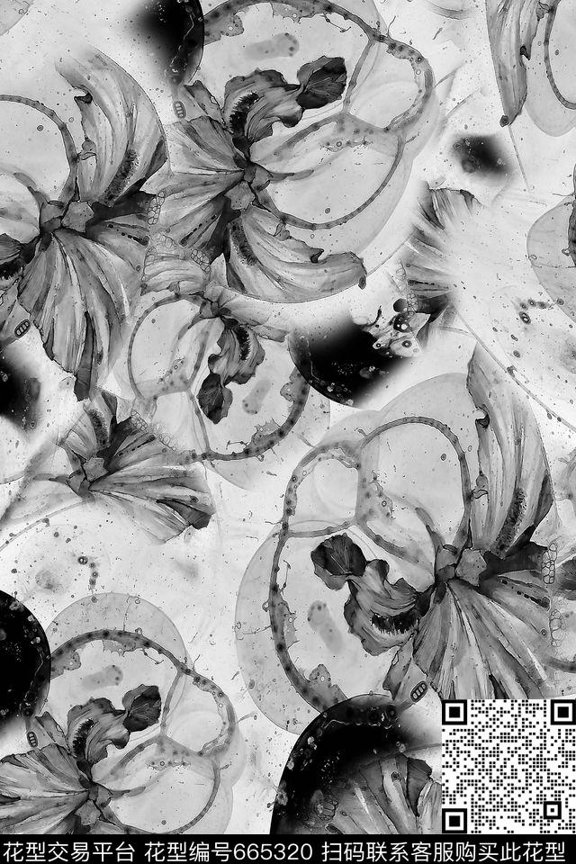 抽象男装黑白数码印花华亿平台下载（图片编号: 665320） - 瓦栏（Walan）